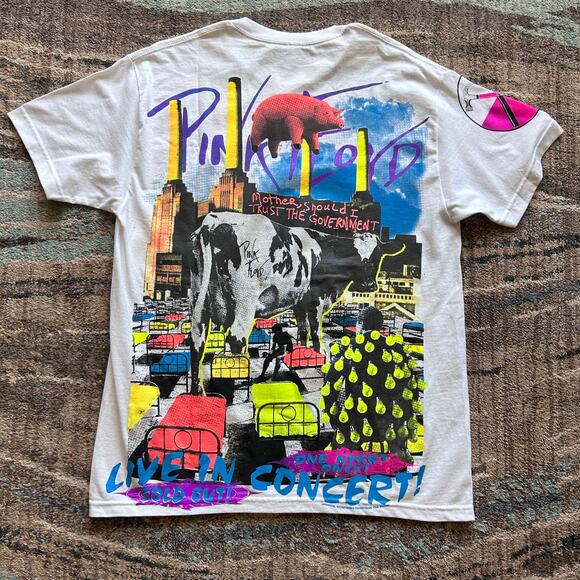 Backstock Co. Pink Floyd AOP All Over Print White Multicolor Tee Shirt Sz Large - Picture 4 of 5